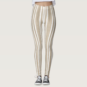 Leggings Élégant pantalon de yoga rayé peint à la main Taup