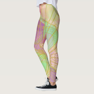 Leggings Élégant papillon or rose violet