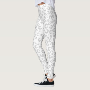 Leggings Élégant Parties scintillant d'argent Motif Leopard