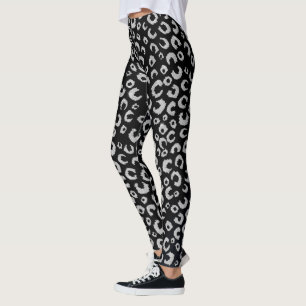 Leggings Élégant Parties scintillant d'argent noir Poster