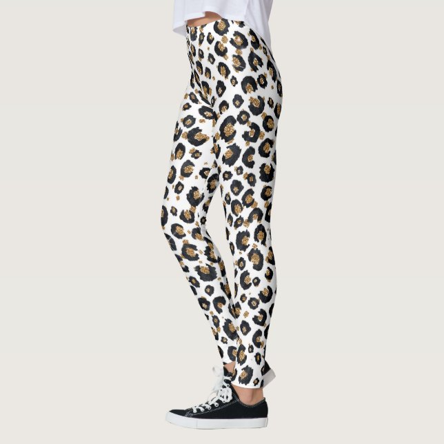 Leggings Élégant Parties scintillant d'or Motif Leopard (Gauche)