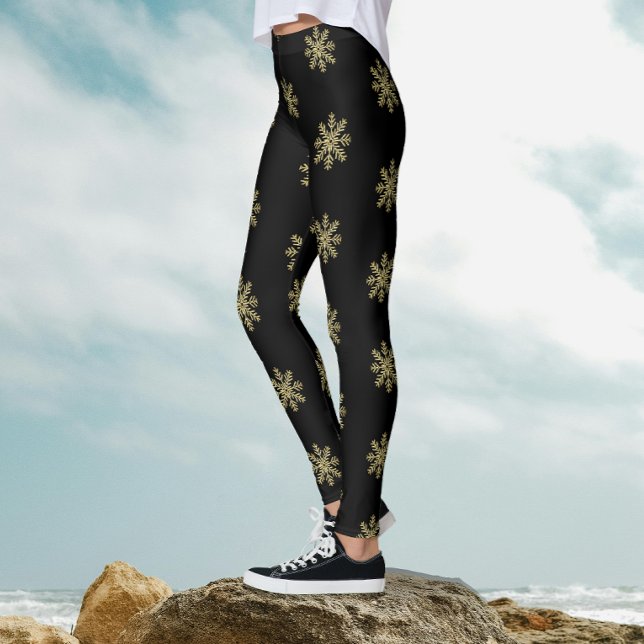 Leggings Élégant Parties scintillant Noir Et Or Motif Floco (Créateur téléchargé)