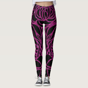 Leggings Élégant Parties scintillant violet noir Poster de