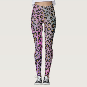 Leggings Elegant Pink Blue Gold Glitter Black Leopard