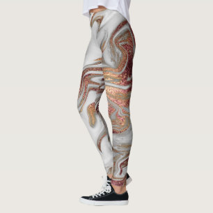 Leggings Elégant rose en cuivre moderne or blanc marbre