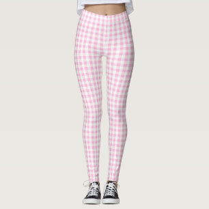 Leggings Élégant rose et blanc En vichy Motif