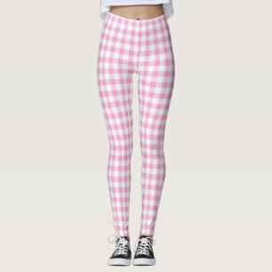 Leggings Élégant rose et blanc En vichy Motif