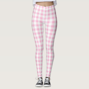 Leggings Élégant rose et blanc En vichy Motif