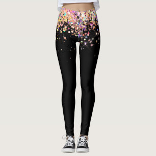 Leggings Elégant Rose holographique Parties scintillant or