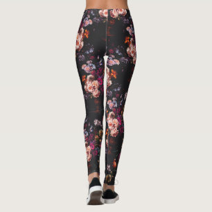 Leggings Élégant Vintage foncé Moody Bourgogne Floral