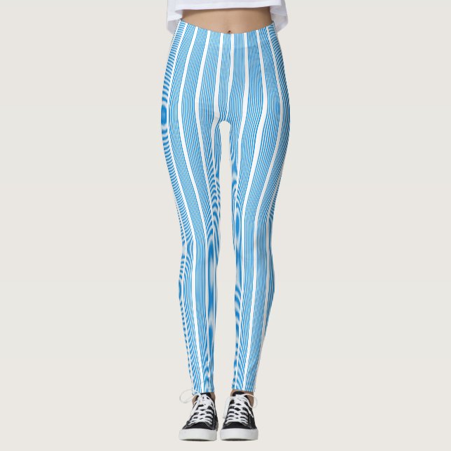 Leggings Elégante Bleu Blancs Modèle moderne (Devant)