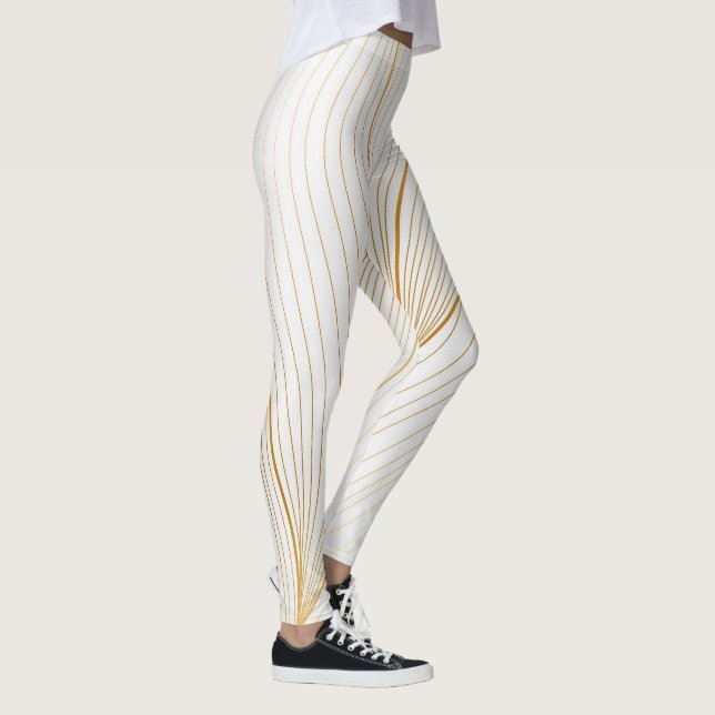 Leggings Elégante collection de ligne Feuille or blanc mode (Droite)