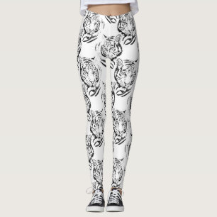 Leggings Élégante conception d'impression de tête de tigre 