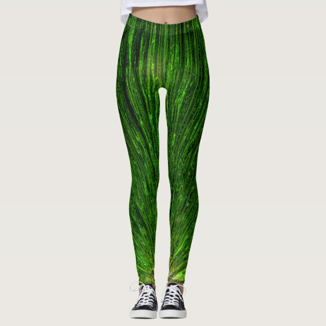Leggings élégante forêt tropicale abstraite feuille de palm (Devant)