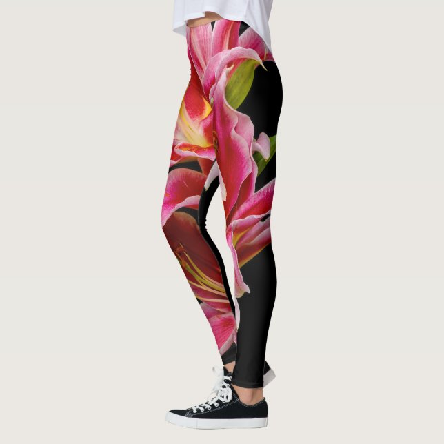 Leggings Élégante Lys orientaux roses (Gauche)