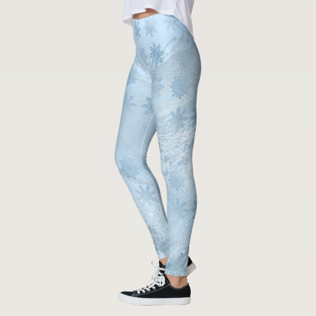 Leggings Élégante parties scintillant en marbre bleu motif  (Gauche)