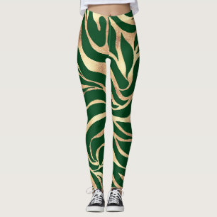 Leggings Elégante Parties scintillant or Zebra Green Poster