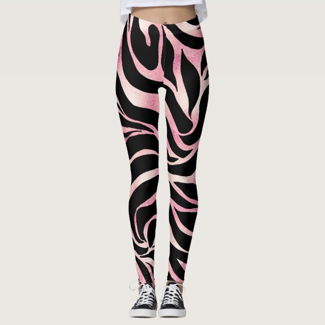 Leggings Elégante Parties scintillant Rose or Zebra Black P (Devant)
