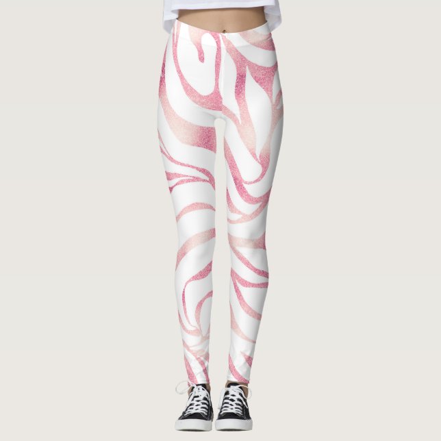 Leggings Elégante Parties scintillant Rose or Zebra White P (Devant)