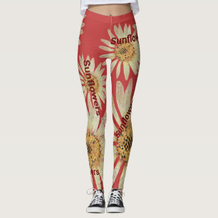 Leggings Élégante tournesol d'été femmes rouge