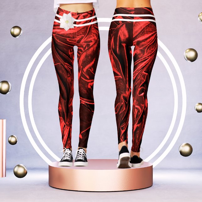 Leggings Élégante Violet Rouge Blanc Burgandy Floral Femme (Créateur téléchargé)
