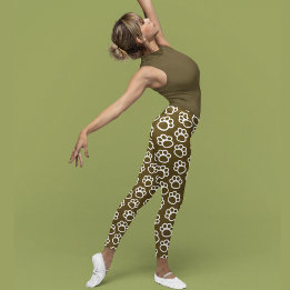 Leggings Élégantes pattes de chien brun