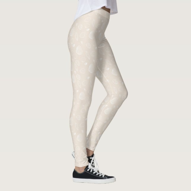 Leggings Elégants coquillages blancs Motif beige (Droite)