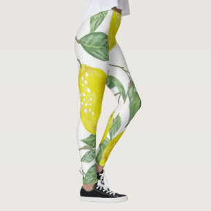 Leggings Élégants Feuilles verts et citrons jaunes  Lége