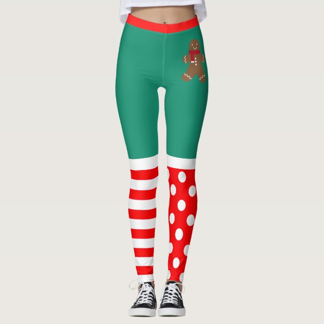 Leggings Elfe de Noël Père Noël de petites jambes d'aide (Devant)