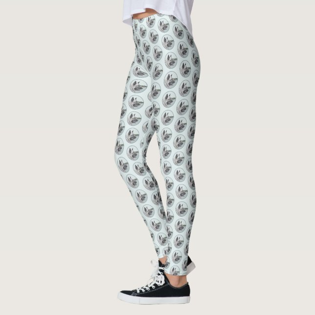Leggings Elkhound norvégien à la peinture de village - Chie (Gauche)