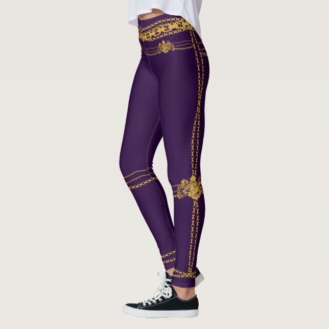 Leggings Emblème Deep Purple de lion de chaîne d'or (Gauche)