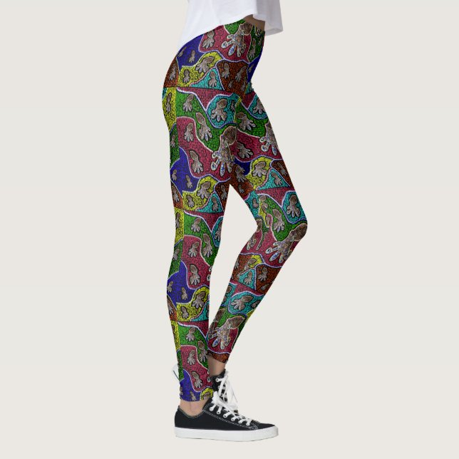 Leggings Embouches d'art octopus à anneau bleu australien (Droite)