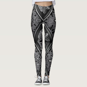 Leggings Embrassez la sérénité : Mandala noir et blanc