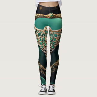 Leggings Emerald Enchantement : Une vision de l'opulence ré