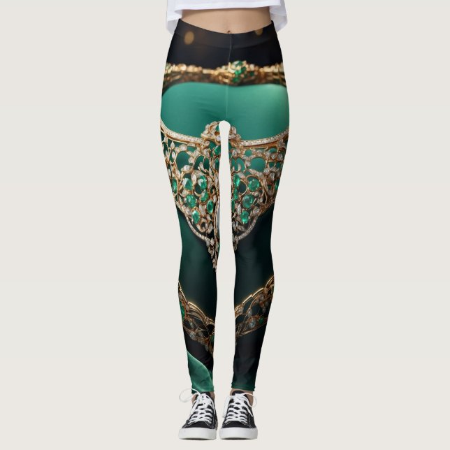 Leggings Emerald Enchantement : Une vision de l'opulence ré (Devant)