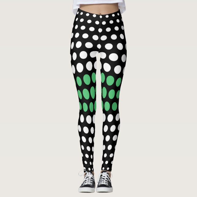 Leggings Emerald et White Polka Motif (Devant)