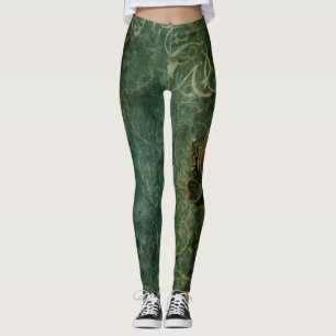 Leggings Émeraude Green Rustic Steampunk Horloge (3)