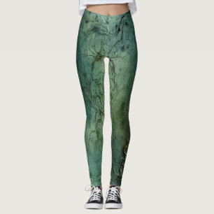 Leggings Émeraude Green Rustic Steampunk Horloge (8)