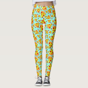 Leggings Emoji coloré Alimentation Pepperoni Pizza Slices I