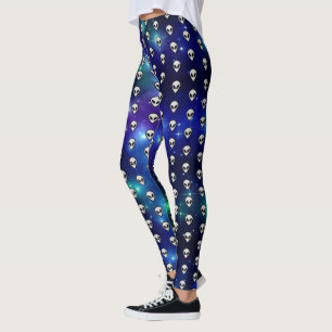 Leggings Emoji de tête d'alien cosmique céleste galactique