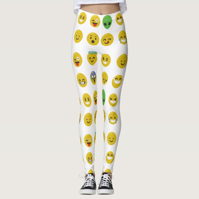 Leggings Emoji joyeux jambon visage (Devant)