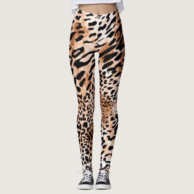 Leggings Empreinte de léopard africain sans couture (Devant)