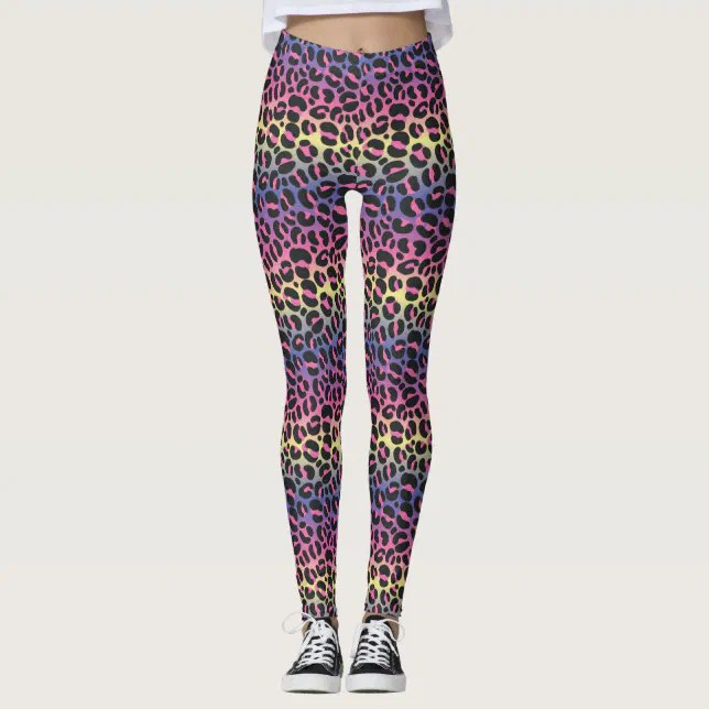 Leggings Empreinte de leopard arc en ciel