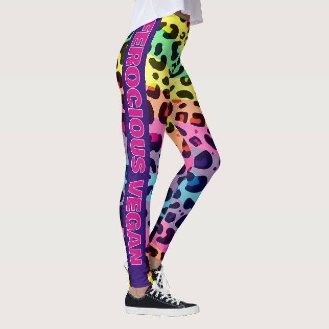 Leggings Empreinte de léopard arc-en-ciel féroce Vegan (Droite)