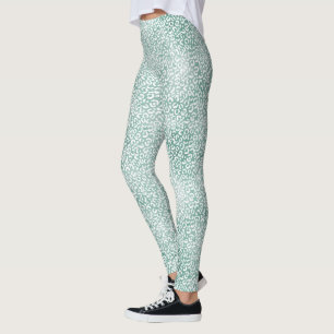 Leggings Empreinte de léopard blanc à la menthe