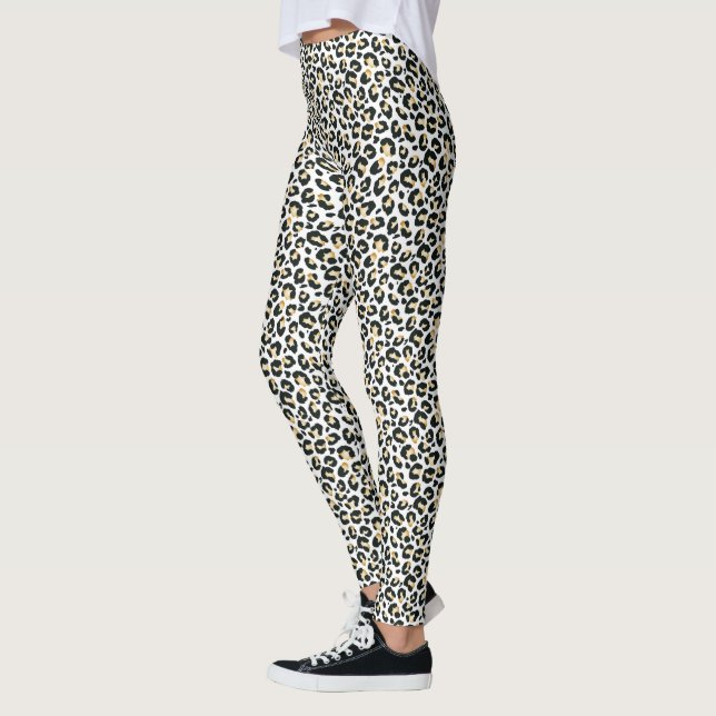 Leggings Empreinte de léopard de neige blanche (Gauche)