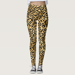 Leggings Empreinte de léopard d'or noir Cheetah Animal tend