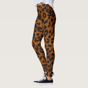 Leggings Empreinte de léopard Gold Brown exécutant des Legg