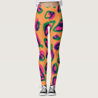 Leggings Empreinte de léopard, Motif animal coloré.