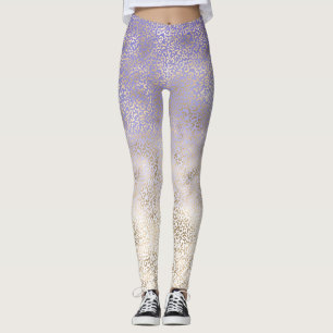 Leggings Empreinte de léopard Ombre d'or violet